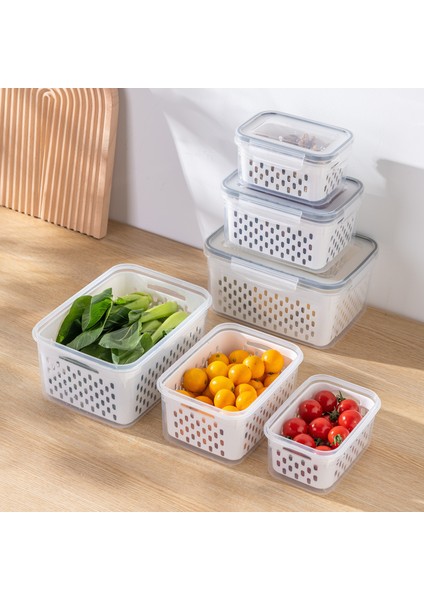 Plastik Sebzelik Ev Gıda Saklama Kutusu Yüksek Görünümlü Buzdolabı Sebzelik Mutfak Depolama Drenaj Sepeti (Yurt Dışından)