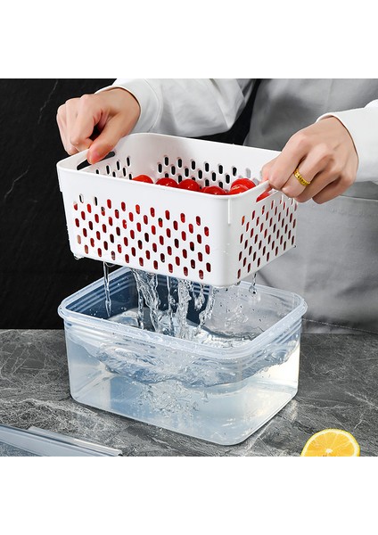Mutfak Gıda Mühürlü Taze Tutma Kutusu, Meyve ve Sebze Boşaltma Plastik Kapaklı Saklama Kutusu (Yurt Dışından)