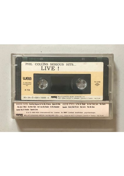Phil Collins Serious Hits Live Kaset (Orjinal Dönem Kağıt Baskı)