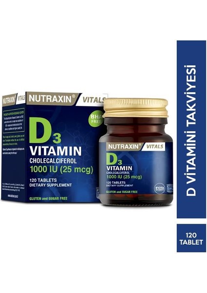 Vitamin D3 120 Tablet D Vitamini Takviyesi
