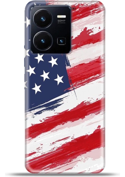 Vivo Y22S Kılıf Esnek Silikon Kamera Koruma 4K Desenli Özel Tasarım - Amerika