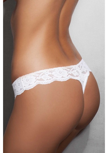 Kadın Polyamid Dantelli Çiçek Desenli String Tanga 6131