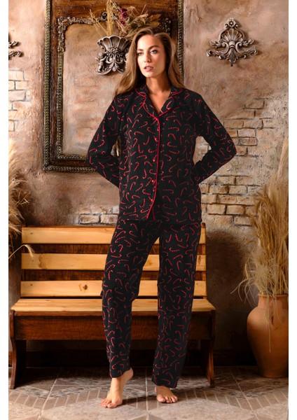 Kadın Kışlık Welsoft Peluş Polar Düğmeli Pijama Takımı