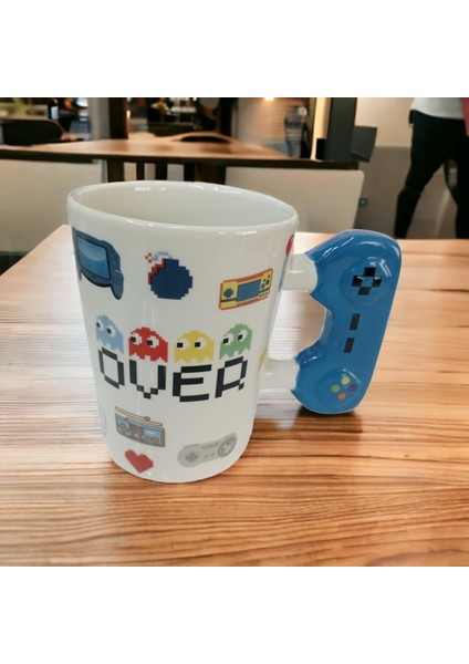 Game Over Joystick Kulplu Seramik Hediyelik Kupa Bardak Gamer Mug