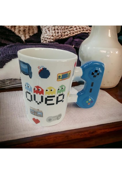 Game Over Joystick Kulplu Seramik Hediyelik Kupa Bardak Gamer Mug