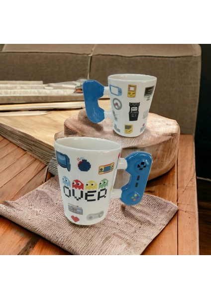 Game Over Joystick Kulplu Seramik Hediyelik Kupa Bardak Gamer Mug