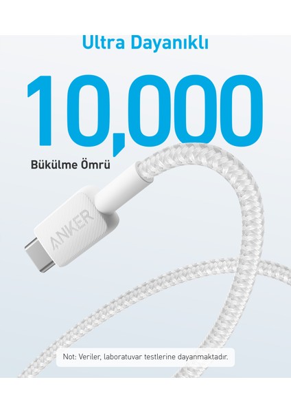 322 USB-C to USB-A 1.8m Şarj/Data Kablosu - Beyaz - 30W Güç Destekli - A81H6 (Anker Türkiye Garantili)