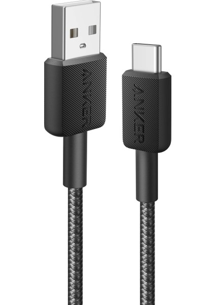 322 USB-C to USB-A 1.8m Şarj/Data Kablosu - Siyah - 30W Güç Destekli - A81H6 (Anker Türkiye Garantili)