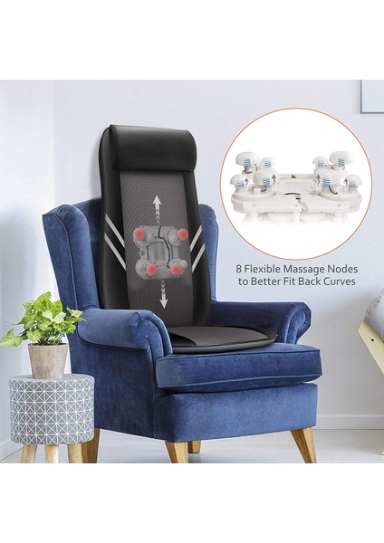 ERG-783 Shiatsu 8 Nodes Ovmalı Isıtmalı Masaj Koltuğu Minderi Masaj Aleti