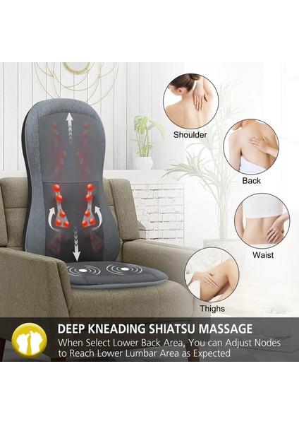 ERG-784 Shiatsu 2d ve 3D Ovmalı Isıtmalı Masaj Koltuğu Minderi Masaj Aleti