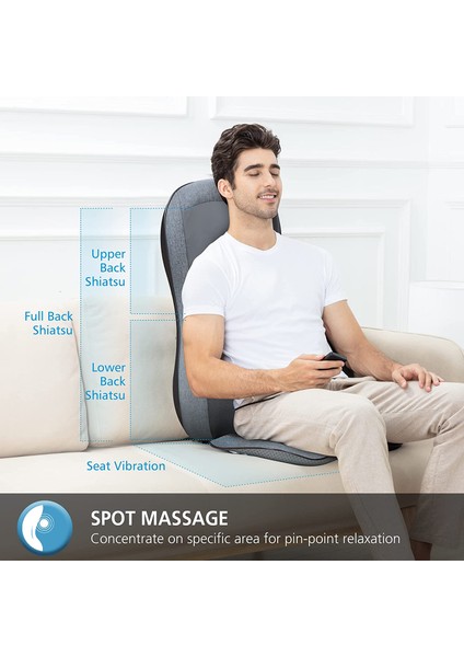 ERG-784 Shiatsu 2d ve 3D Ovmalı Isıtmalı Masaj Koltuğu Minderi Masaj Aleti