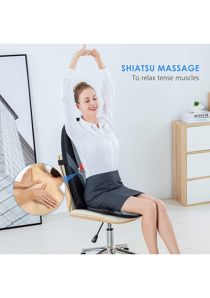 ERG-782 Shiatsu Ovmalı Isıtmalı Masaj Koltuğu Minderi Masaj Aleti