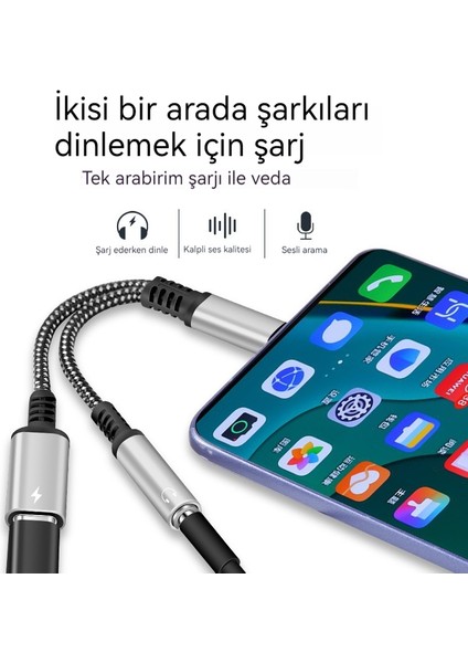 Tip-C Ikisi Bir Arada Örgülü Adaptör Kablosu Kulaklık Dönüştürücü Dijital Ses Adaptörü Typec (Yurt Dışından)