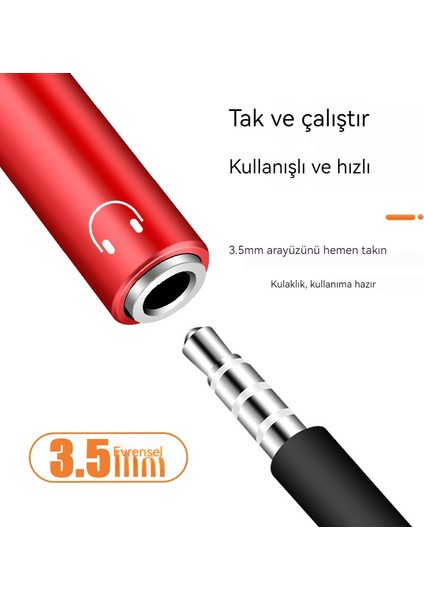 Tip-C Ikisi Bir Arada Örgülü Adaptör Kablosu Kulaklık Dönüştürücü Dijital Ses Adaptörü Typec (Yurt Dışından)