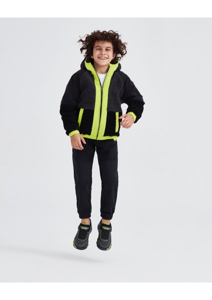 B Outdoor Fleece Full Zip Sherpa Erkek Çocuk Siyah Ceket SK232203-001