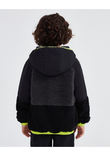B Outdoor Fleece Full Zip Sherpa Erkek Çocuk Siyah Ceket SK232203-001