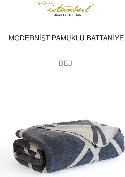 İyi Geceler İstanbul Modernist Çift Kişilik Pamuklu Battaniye