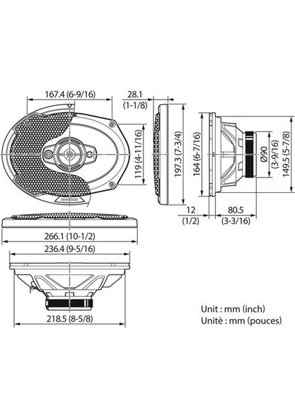 KFC-PS6986 Koaksiyel Hoparlör, 4-Way 6x9 Oval Maksimum Güç 600W Rms 140W