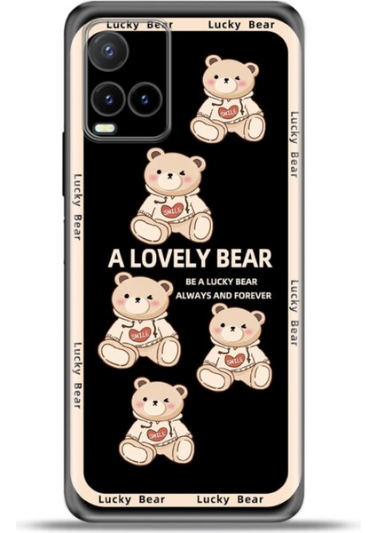 Vivo Y21S Kılıf Esnek Silikon Kamera Koruma 4K Desenli Özel Tasarım - Lucky Bear