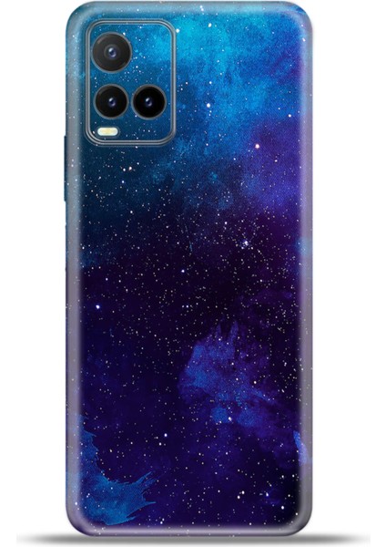 Vivo Y21S Kılıf Esnek Silikon Kamera Koruma 4K Desenli Özel Tasarım - Darkblue Endless