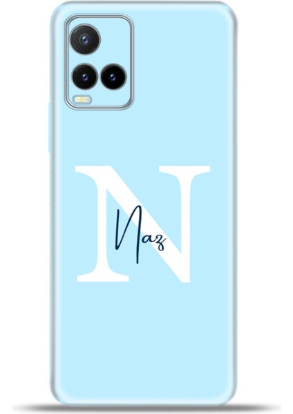 Vivo Y21S Kılıf Silikon Esnek Kamera Koruma Kişiye Özel Isim Harf Zao Mavi - N