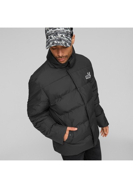 Erkek Puma Black Puma Better Polyball Puffer Siyah Erkek Kapüşonlu Şişme Mont