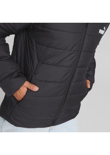 Erkek Puma Black Puma Ess Hooded Padded Jacket Siyah Erkek Kapüşonlu Mont