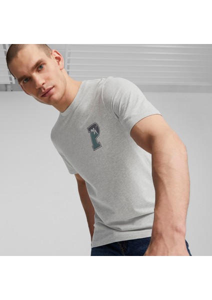 Erkek Light Gray Heather Puma Squad Graphic Tee Açık Gri Erkek T-Shirt
