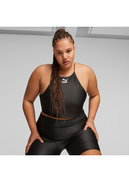Kadın Puma Black Puma T7 Shiny Crop Top Siyah Kadın T-Shirt fırsatları