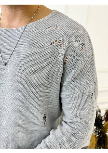 Kazak Naturel Örme Pamuk Tüylenmeyen Yırtık Detaylı Lazer Kesim Triko Kazak fiyatları