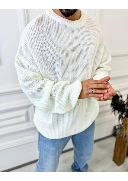 Kazak Oversize Çift Kat Örme Naturel Pamuk Bol Kesim Tüylenmeyen Salaş Triko Kazak fiyatları