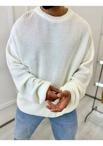 Kazak Oversize Çift Kat Örme Naturel Pamuk Bol Kesim Tüylenmeyen Salaş Triko Kazak fırsatları