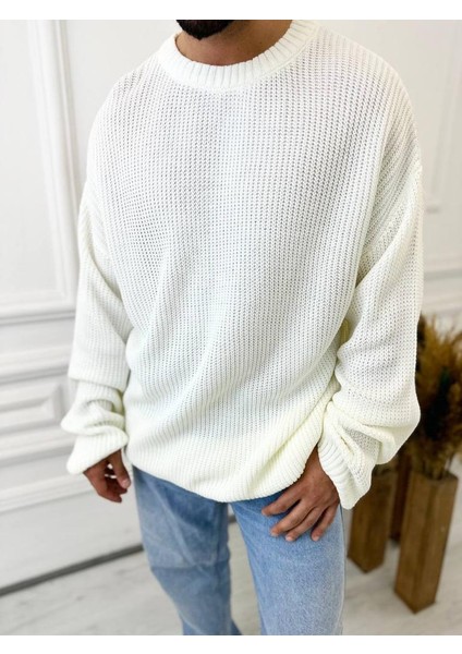 Kazak Oversize Çift Kat Örme Naturel Pamuk Bol Kesim Tüylenmeyen Salaş Triko Kazak indirimleri