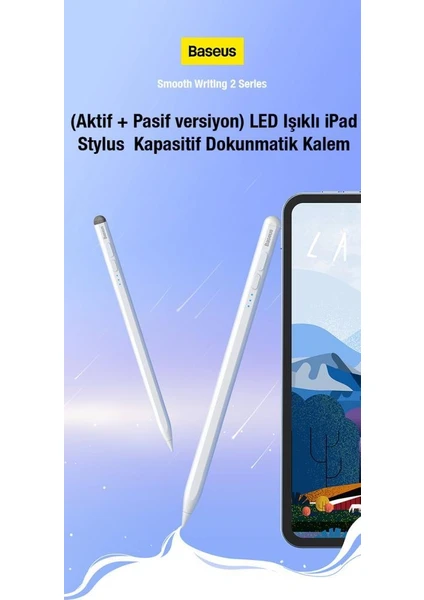 Kapasitif Stylus Tablet Dokunmatik Kalemi, Uzun Şarjlı,  Avuç Içi Engelleyici Aktif ve Pasif Versiyon Kalem