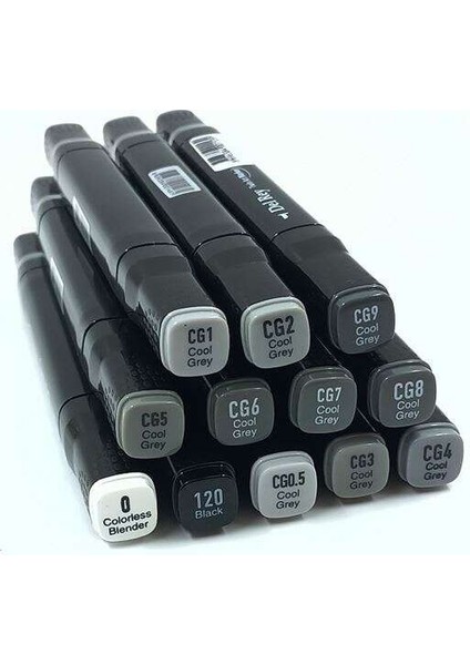 Twin Marker Çantalı Set 12 Soğuk Gri Renkler