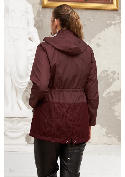 File Detaylı Büyük Beden Bordo Trençkot fırsatları