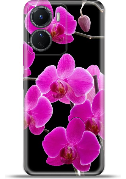 Vivo Y16 Kılıf Esnek Silikon Kamera Koruma 4K Desenli Özel Tasarım - Mor Orkide