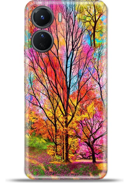 Vivo Y16 Kılıf Esnek Silikon Kamera Koruma 4K Desenli Özel Tasarım - Sihirli Orman