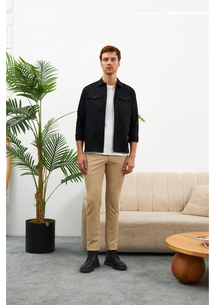 Comfort Fit Erkek Siyah Gömlek Ceket MARS31