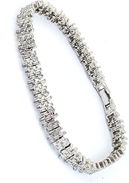 Zirkon Taş Detaylı 925ayar Gümüş Baget Su Yolu Bileklik fiyatları