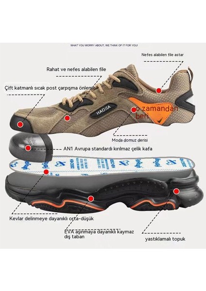 Spor Tarzı Aşınmaya Dayanıklı Nefes Alabilen Emek Sigortası Ayakkabıları Erkek Çelik Burunlu Anti-Yıkıcı Anti-Bıçak Iş Dağcılık S Sınıfı (Yurt Dışından)