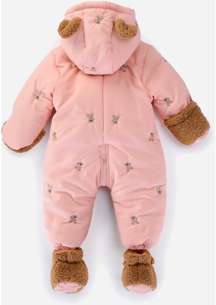 Sevimli Ayı Nakışlı Kürklü Patik Eldivenli Kapüşonlu Bebek Kozmonot Astronot Tulum indirimleri