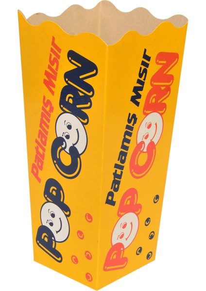 Patlamış Mısır Cips Popcorn Kutusu 1500'lü Paket 6X6X16 cm Krome Karton Baskılı Ambalaj