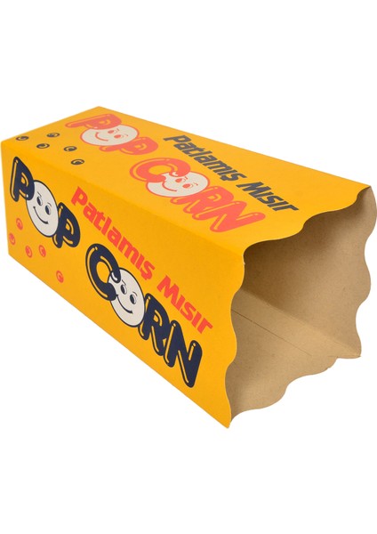 Patlamış Mısır Cips Popcorn Kutusu 1500'lü Paket 6X6X16 cm Krome Karton Baskılı Ambalaj modelleri