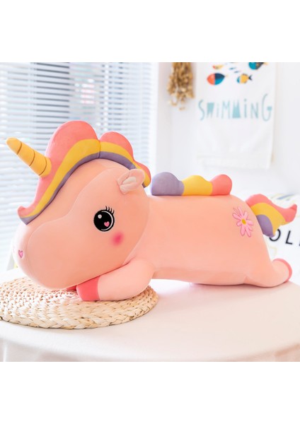 80CM Sevimli Tek Boynuzlu Bebek Uyku Yastığı Bebek Kız Süper Sevimli Peluş Oyuncak Bez Bebek Kız Yatak Yastık (Yurt Dışından)