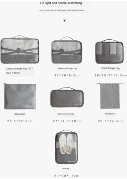 Seyahat Saklama Çantası Büyük Kapasiteli 7 Parça Su Geçirmez Saklama Seti (Yurt Dışından) modelleri