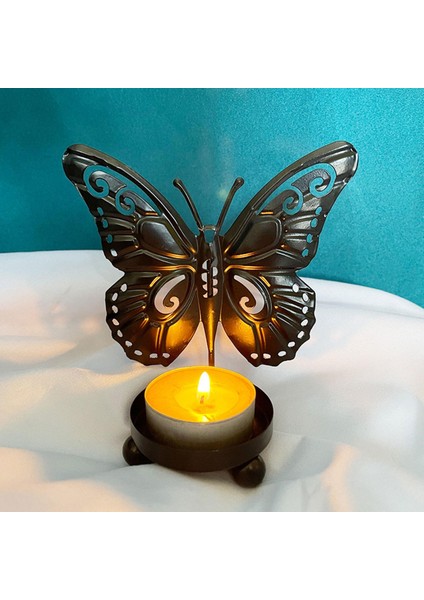 Kelebek Mumluk Metal Tealight Mumluklar Düğün Için Gölge Siyah (Yurt Dışından)