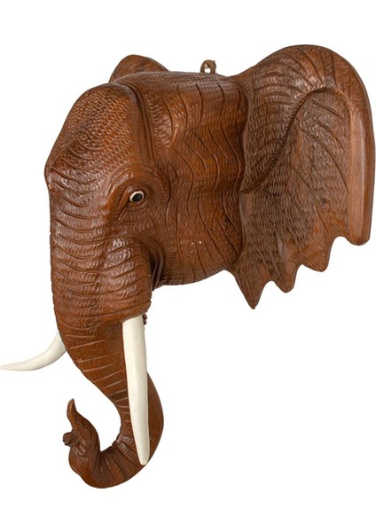 Fil Kafası Duvar Dekorasyonu Asılı Dayanıklı Ahşap Dekor Heykel Fil 26CMX26CM (Yurt Dışından)