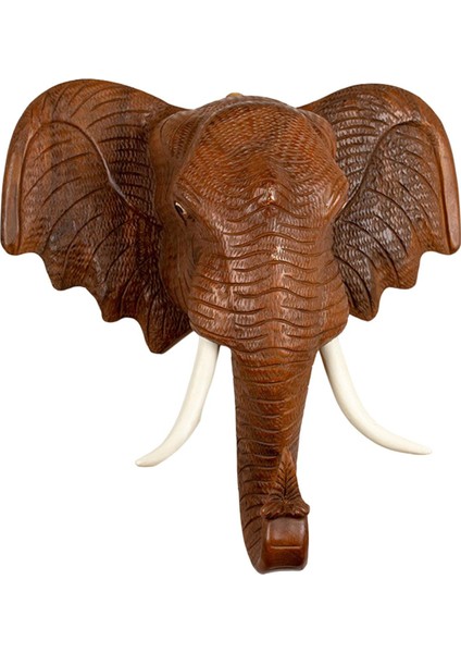 Fil Kafası Duvar Dekorasyonu Asılı Dayanıklı Ahşap Dekor Heykel Fil 26CMX26CM (Yurt Dışından) modelleri
