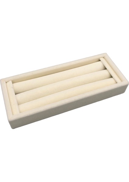 Yerli Üretim Ufak Boy Süet Kumaş Krem Renk 18 / 7 cm Rulo Çekmece Içi Yüzük Standı